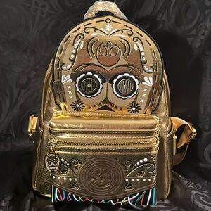 | Loungefly Star Wars C-3po Embroidered Day Of The Dead Cosplay backpack